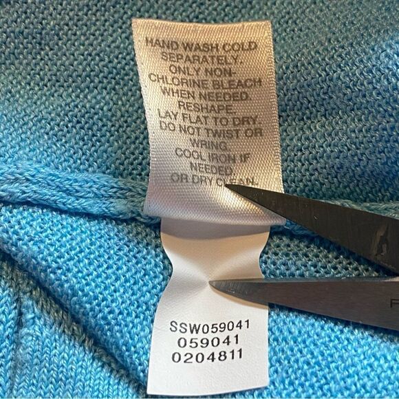 J. Jill Robin Egg Blue Linen Blend 3/4 Sleeve Cardigan Sweater Size Medium - Picture 5 of 12